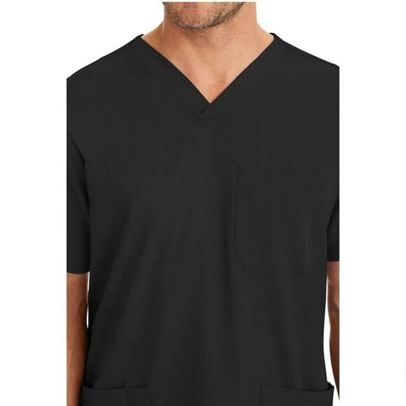 HH Works Healing Hands Scrub Shirt Men 2XL Black Style 2590 Matthew Short Sleeve - Picture 5 of 11